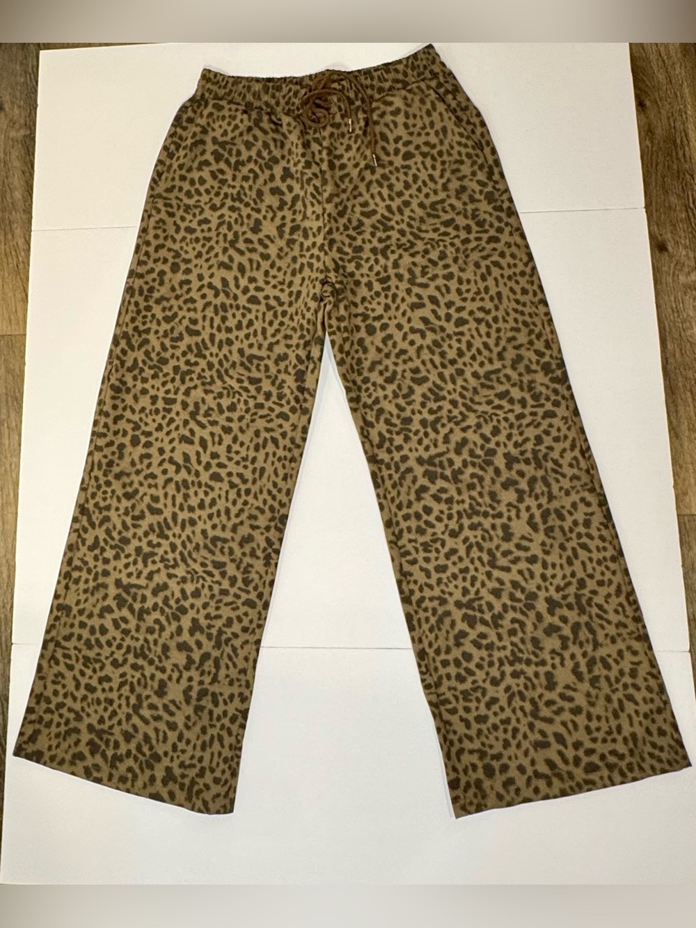 SHEIN Tan and Dark Brown Leopard Wide Leg Pants